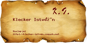 Klecker István névjegykártya